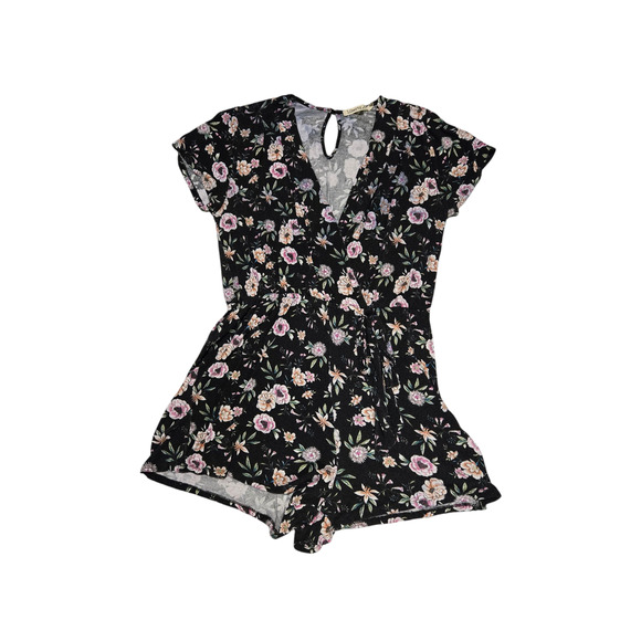 Liberty Love floral romper in black and pink, size xl - Picture 1 of 4
